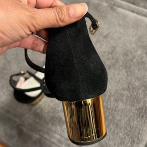 Steve Madden black and gold sandals